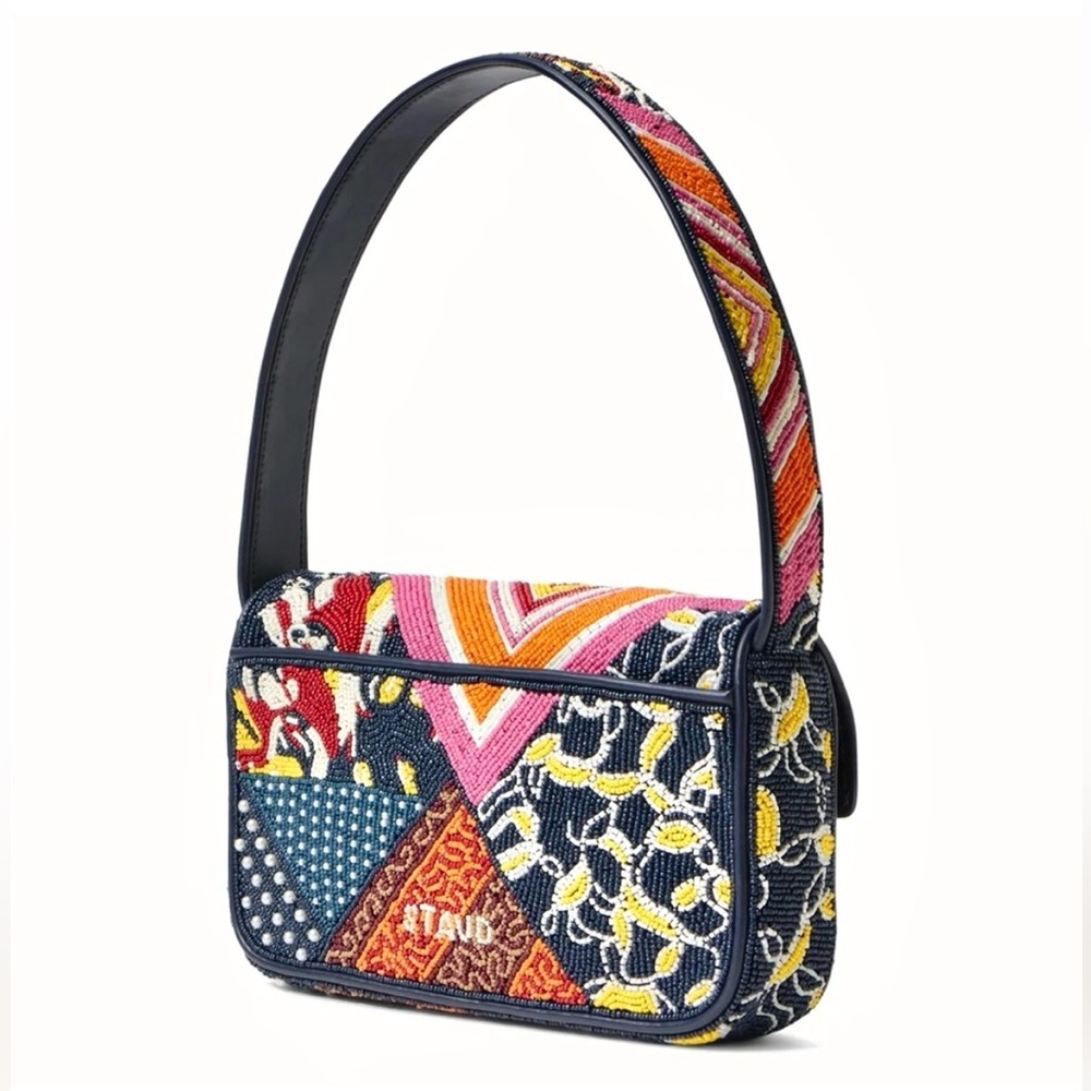 🌺🎉HP🎉🌺 NWOT Staud Beaded Tommy Shoulder Bag Patchwork Foulard 🌟Rare Find🌟 - Picture 14 of 16